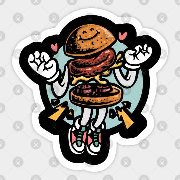 Cartoon Aesthetic Happy Burger Sticker by Dojaja